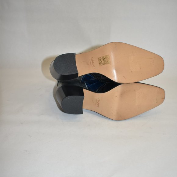 GANNI Western Colorblock Leather Ankle Boots Size 7 - Picture 9 of 10